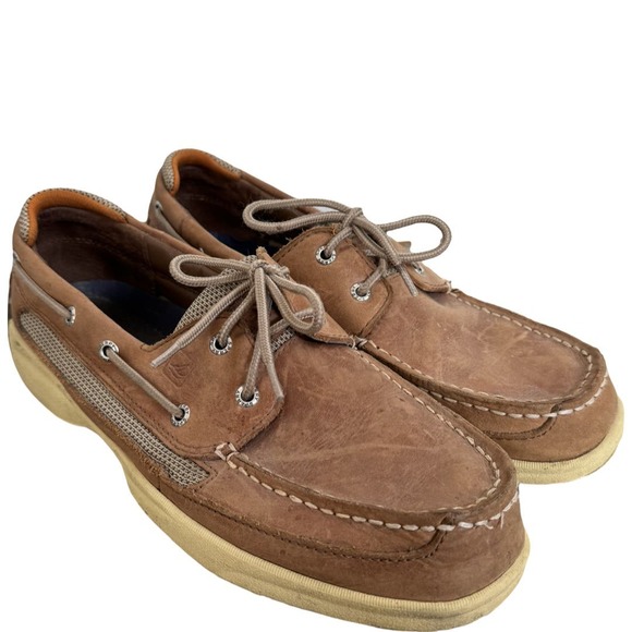 Sperry Other - Sperry Lanyard 2-Eye Boat Shoe Dark Tan/Orange Mens Leather Loafers 11